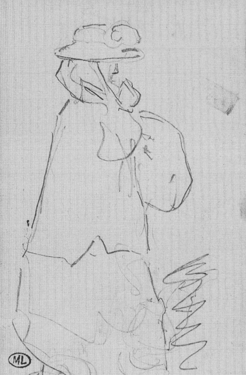 Mulher, perfil, capa, chapéu, véu, nós, sob, queixo de Édouard Manet