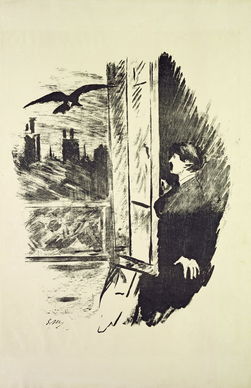 Ilustração para &39;The Raven&39;, de Edgar Allen Poe, 1875 de Édouard Manet