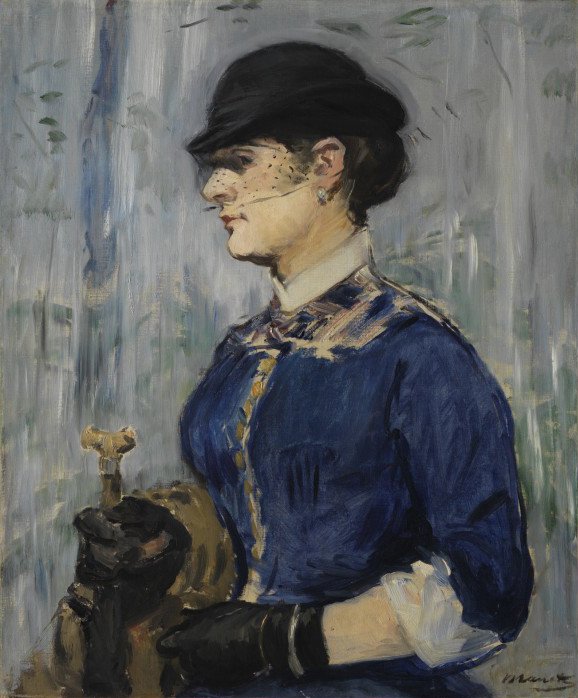 Mulher jovem, em, um, redondo, chapéu de Édouard Manet