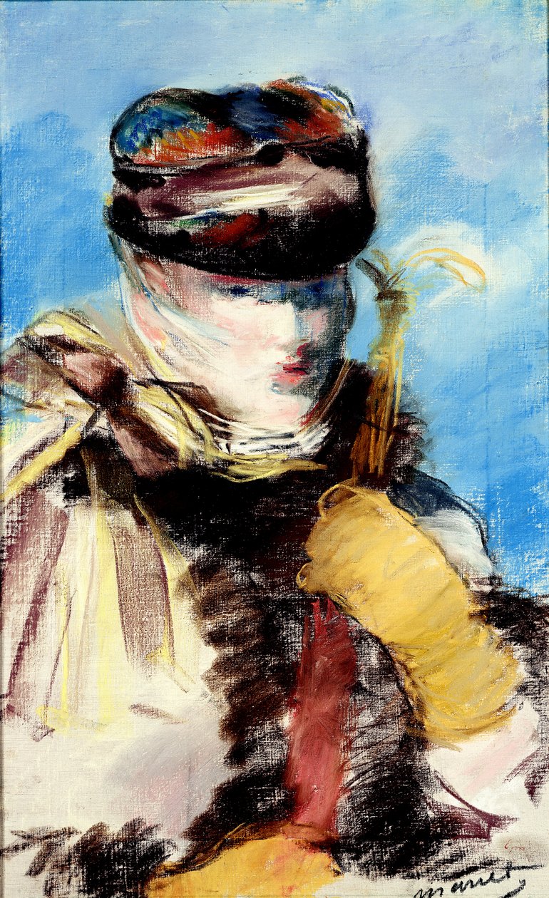 Mery Laurent em um véu (pastel, guache e óleo) de Édouard Manet