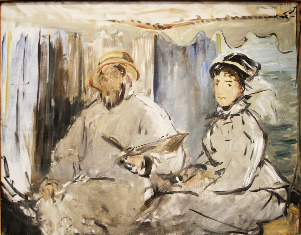 Monet no seu estúdio de Édouard Manet
