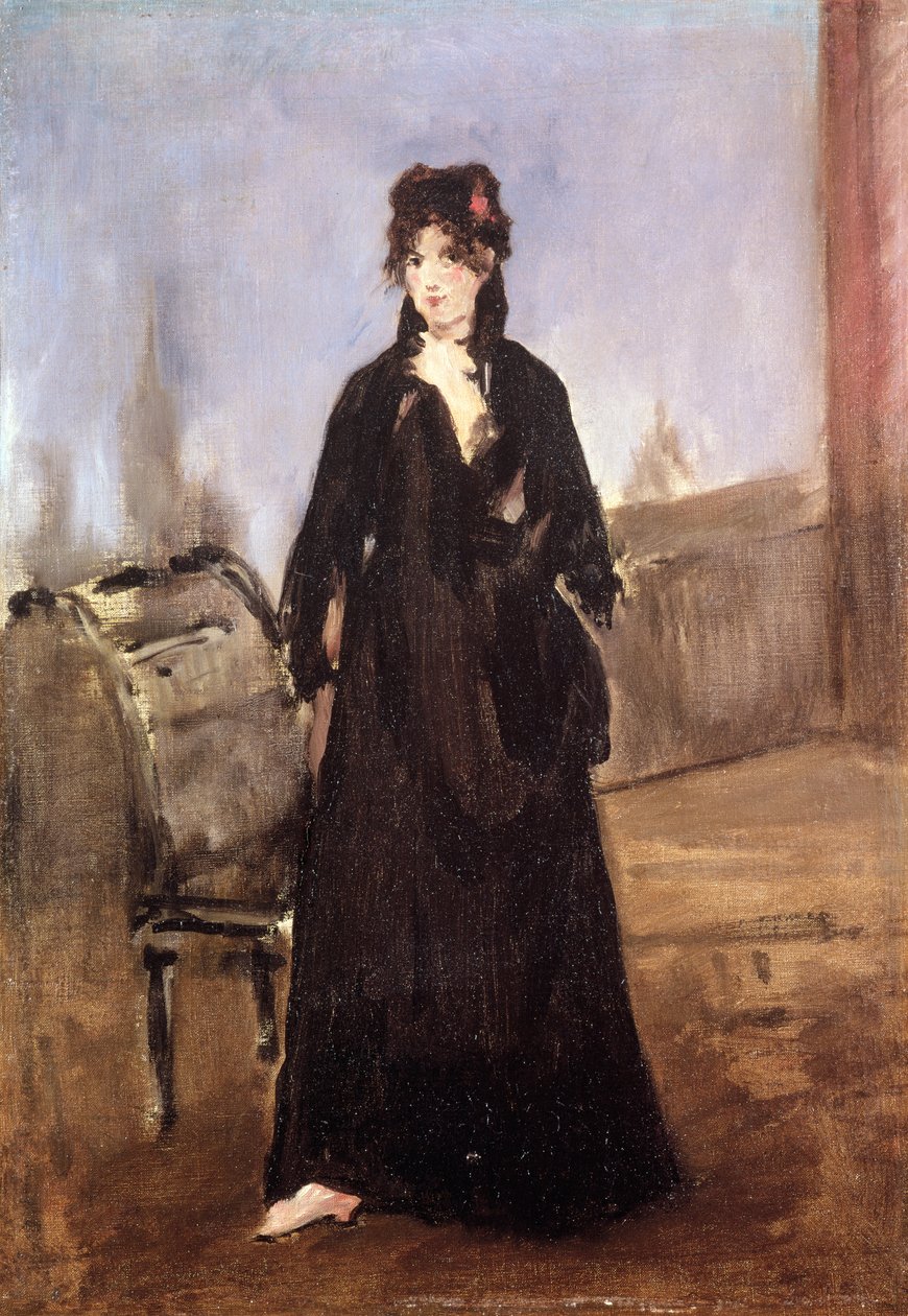 Retrato de Berthe Morisot (1841-95) em sapatos rosa, 1872 de Édouard Manet