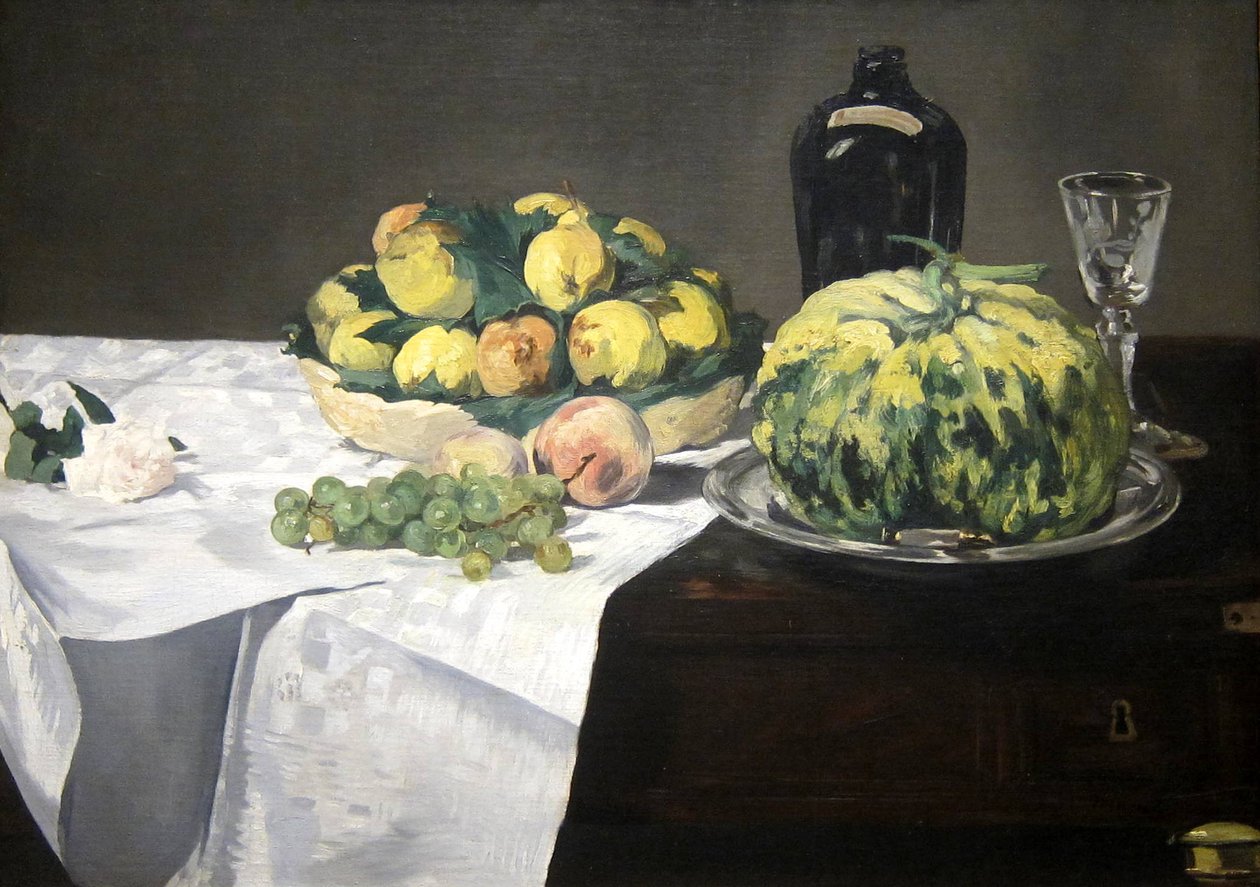 Ainda vida com melão e pêssegos de Édouard Manet