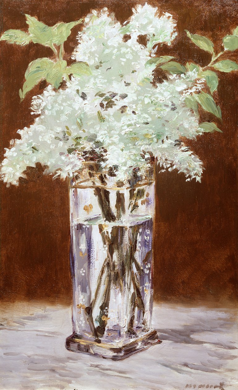 Lilás Branco em um Vaso de Cristal, 1882 de Édouard Manet