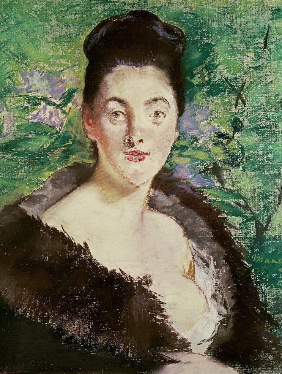 Mulher com um casaco de pele (pastel) de Édouard Manet