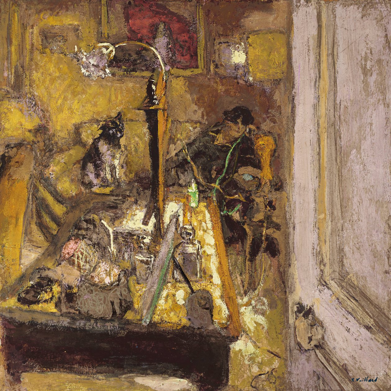 Sra. Hessel telefonando em seu boudoir de Edouard Vuillard