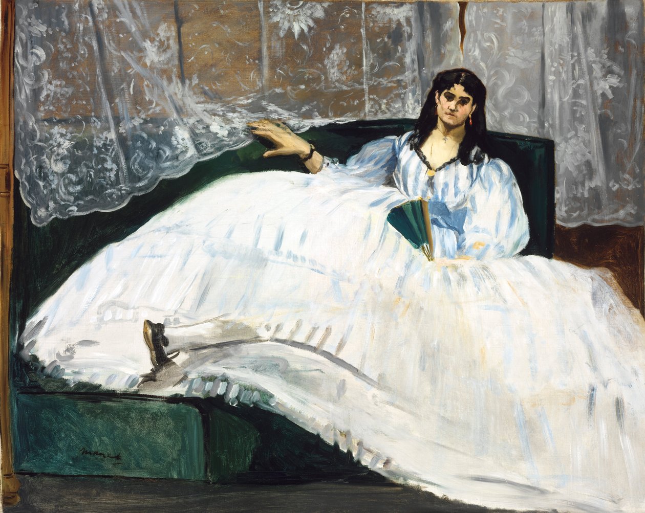 Mulher, com, um, ventilador de Édouard Manet