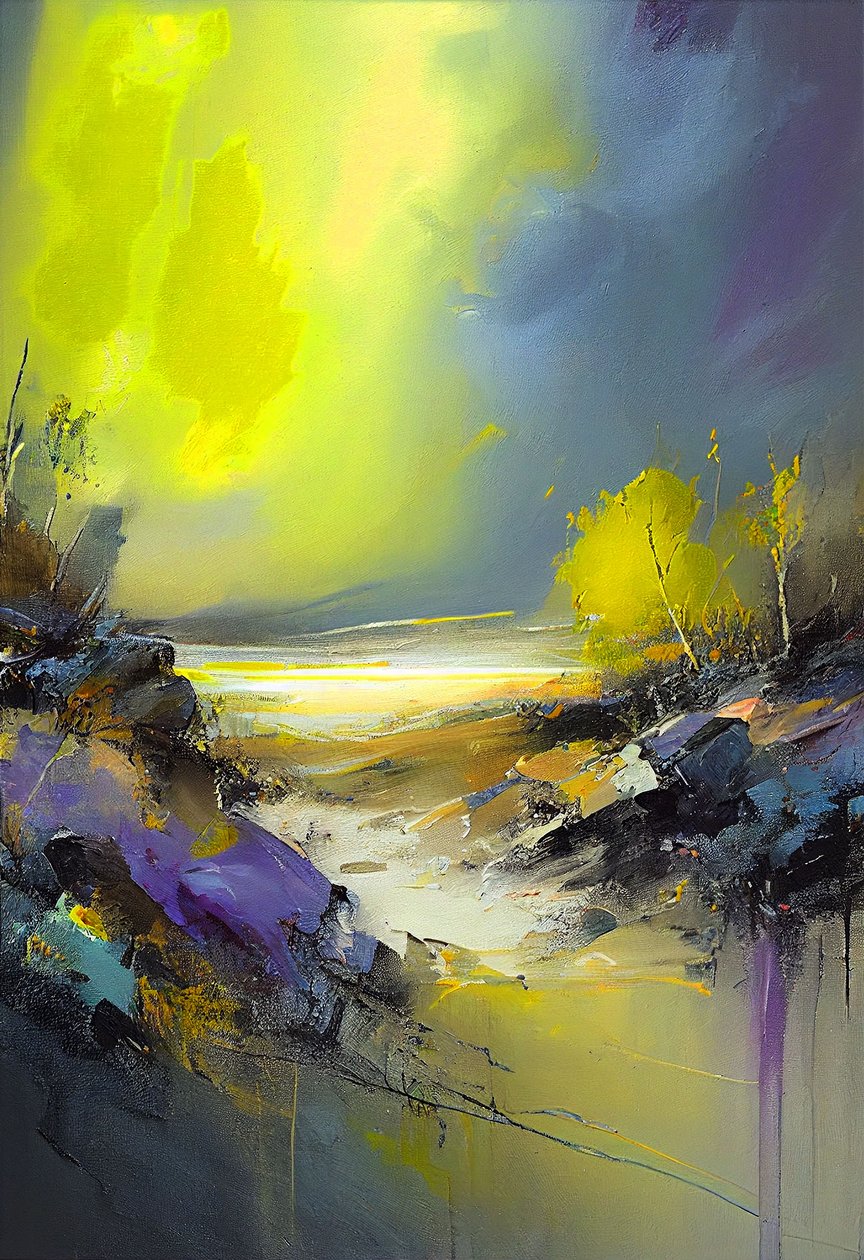 Pintura de paisagem abstrata, impressões de arte mural de F. Abderrahim