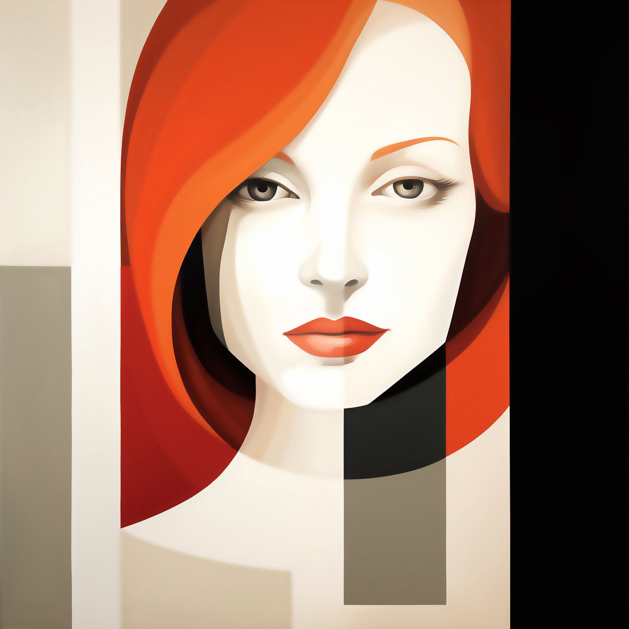 Retrato de rapariga contemporâneo minimalista abstrato, impressão de arte mural a pedido de F. Abderrahim
