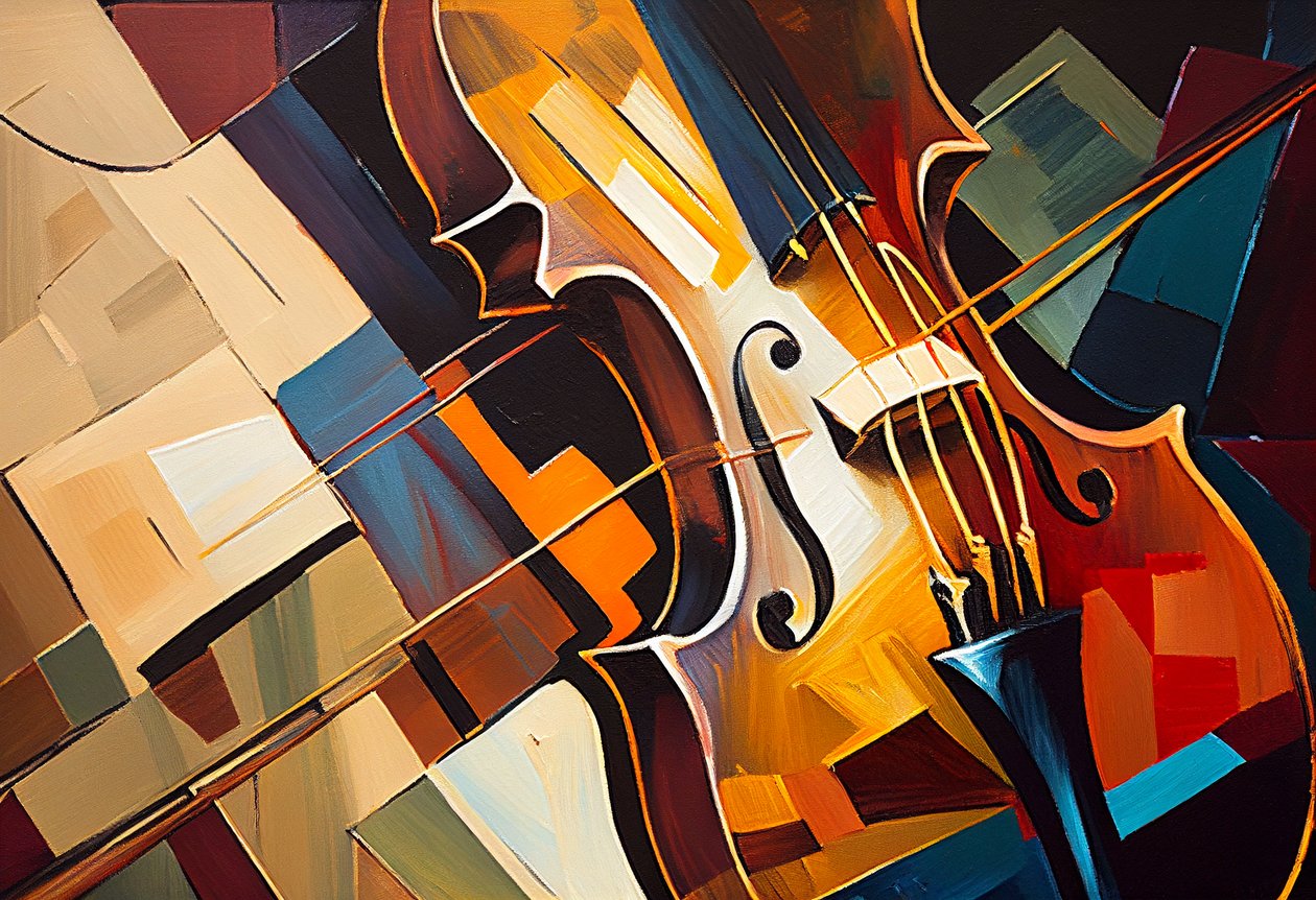 Pintura abstrata de violino, tela de música, impressão de parede Arte a pedido de F. Abderrahim
