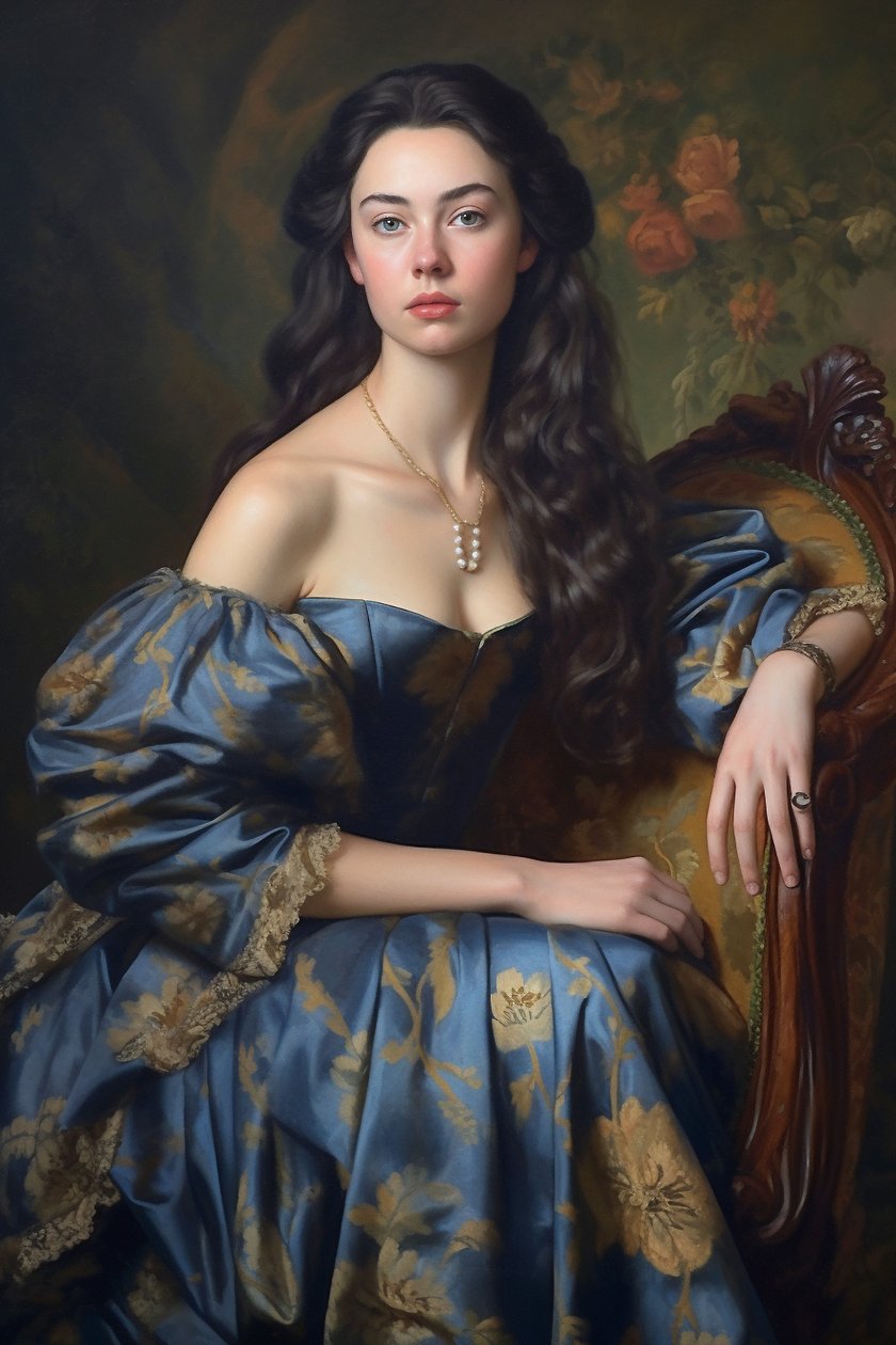 Senhora bonita, Pintura de retrato vintage | Impressões em Tela de F. Abderrahim