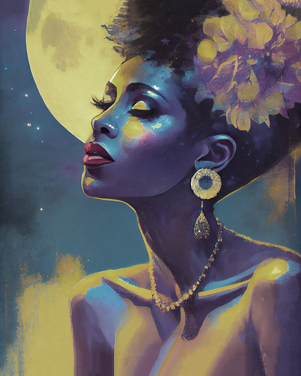 Senhora bonita, pintura de retrato vintage | impressões em tela a pedido de F. Abderrahim