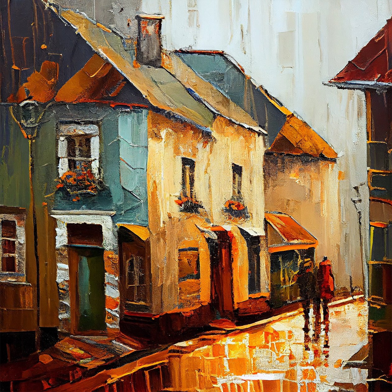 Bela pintura de casas de bairro, aldeia antiga de F. Abderrahim
