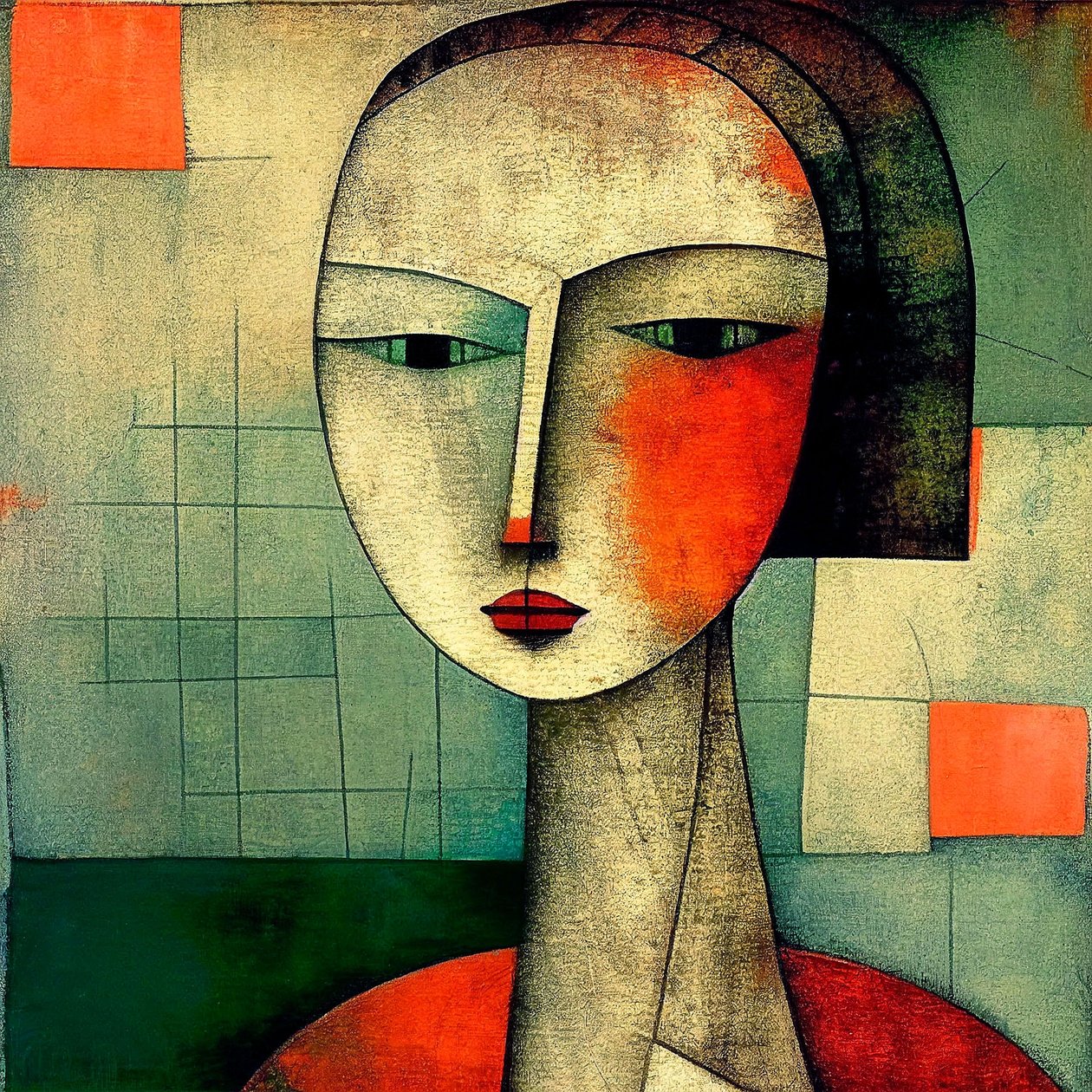 Olhos de mistério: Abstracto Figurativo Surrealismo Retrato de Senhora de F. Abderrahim