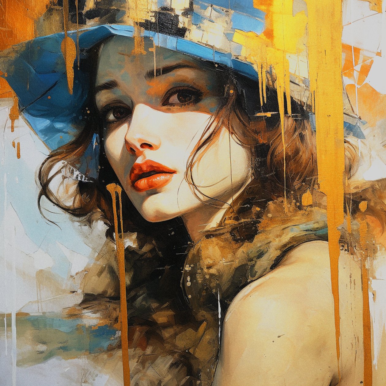 Esboço de design de moda de mulher, arte a óleo detalhada, Arte de parede | Impressões em tela de F. Abderrahim