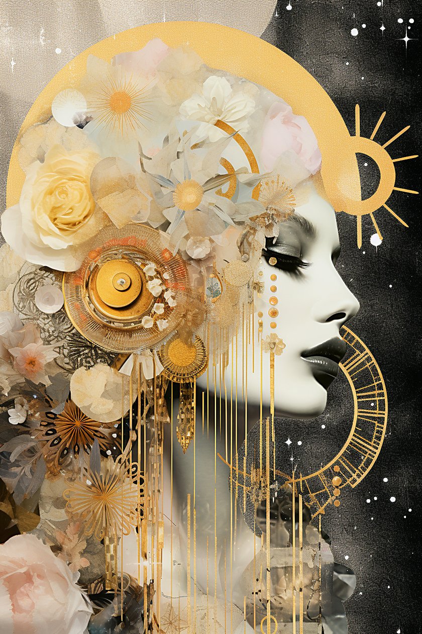 Lua nova em virgem cósmica, Arte de parede | Impressões em tela de F. Abderrahim