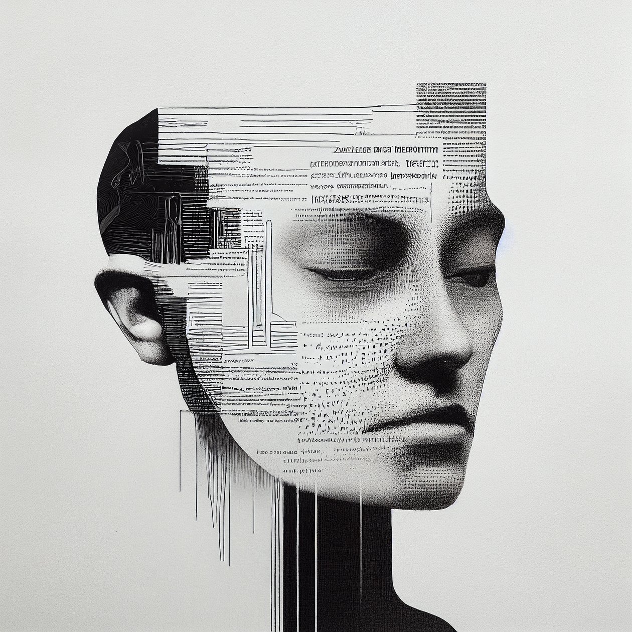 Minimalismo Homem Pintura de rosto, parede Impressão de arte a pedido de F. Abderrahim