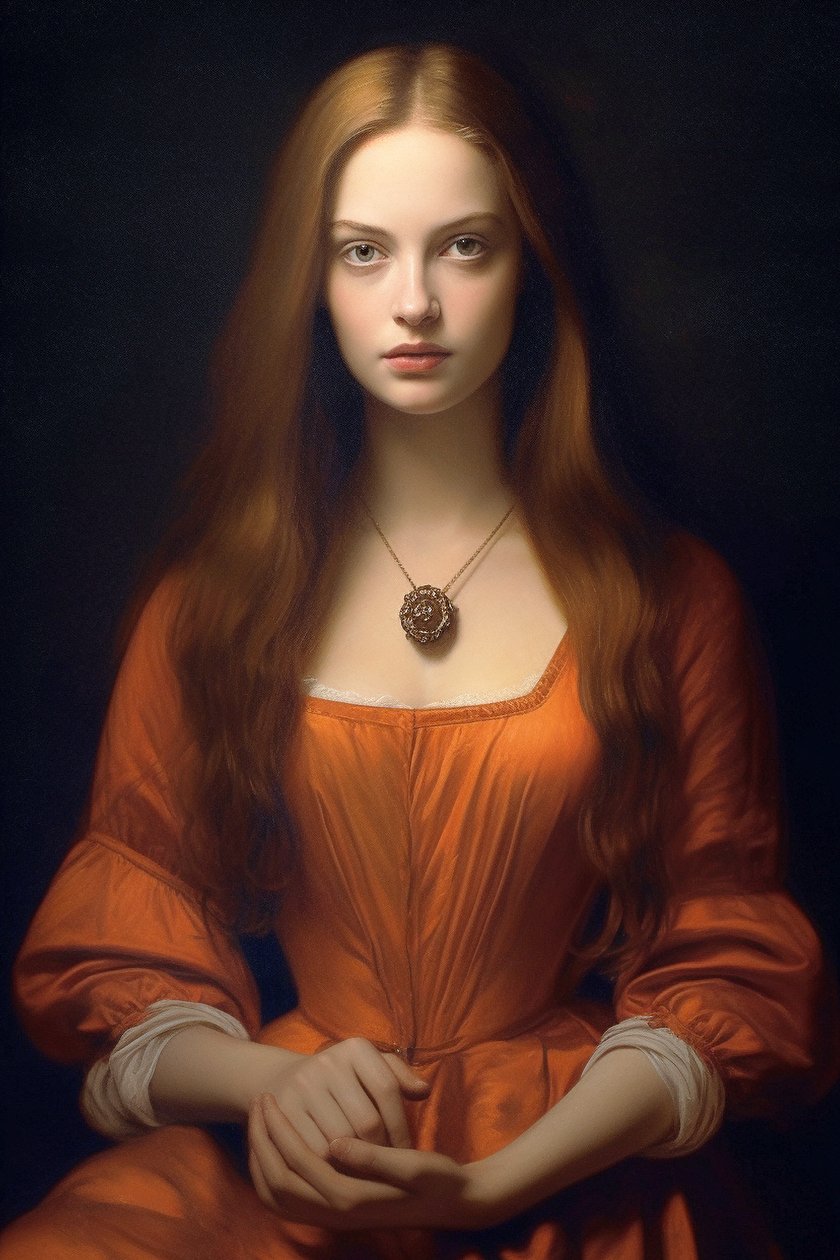Pintura de retrato de uma bela supermodelo feminina Século 18 | Impressões em Tela | Impressões em Tela de F. Abderrahim