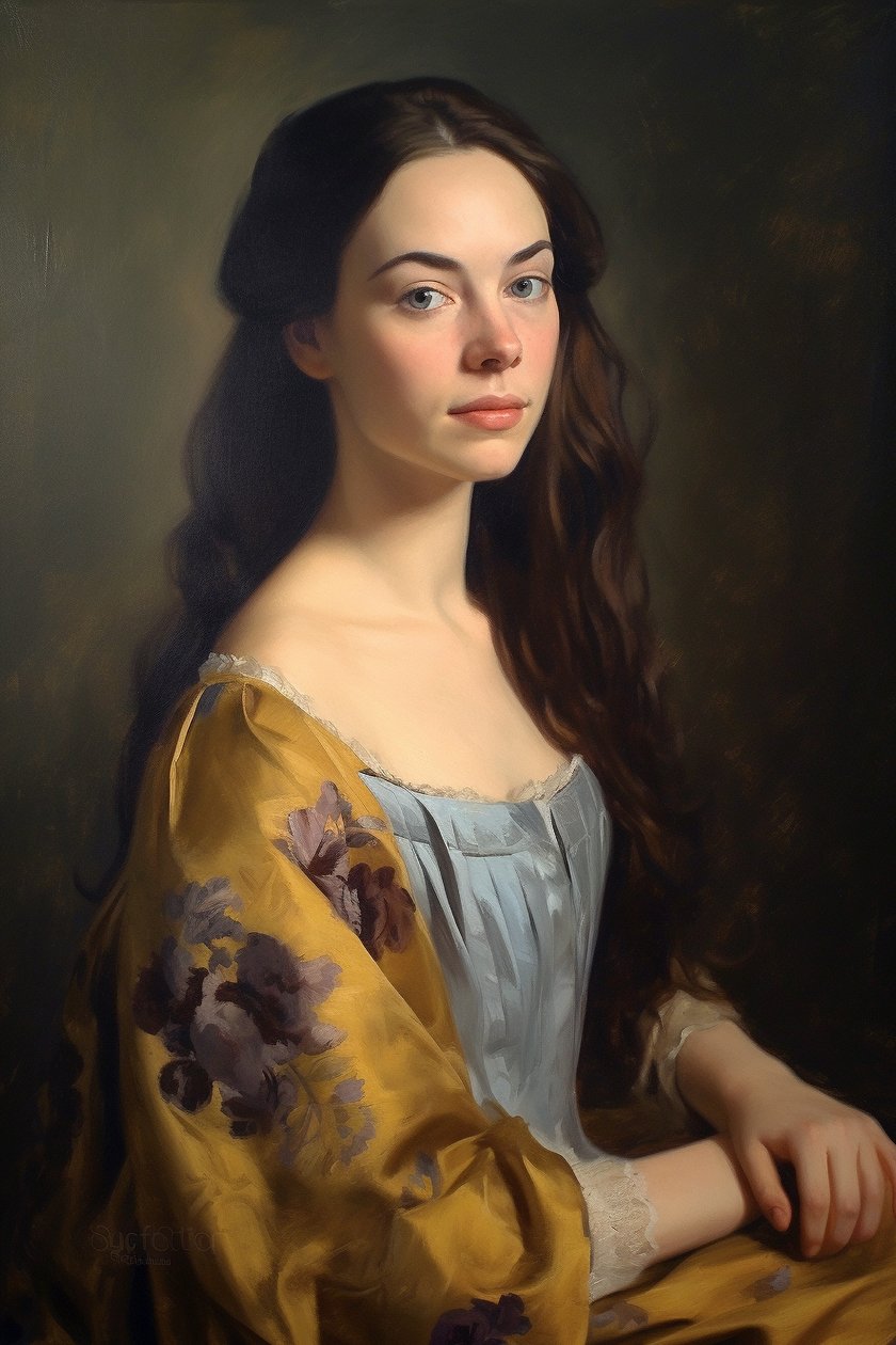 Pintura de retrato de uma bela supermodelo feminina Século XVIII | Impressões em tela, Arte de parede | Impressões em tela de F. Abderrahim