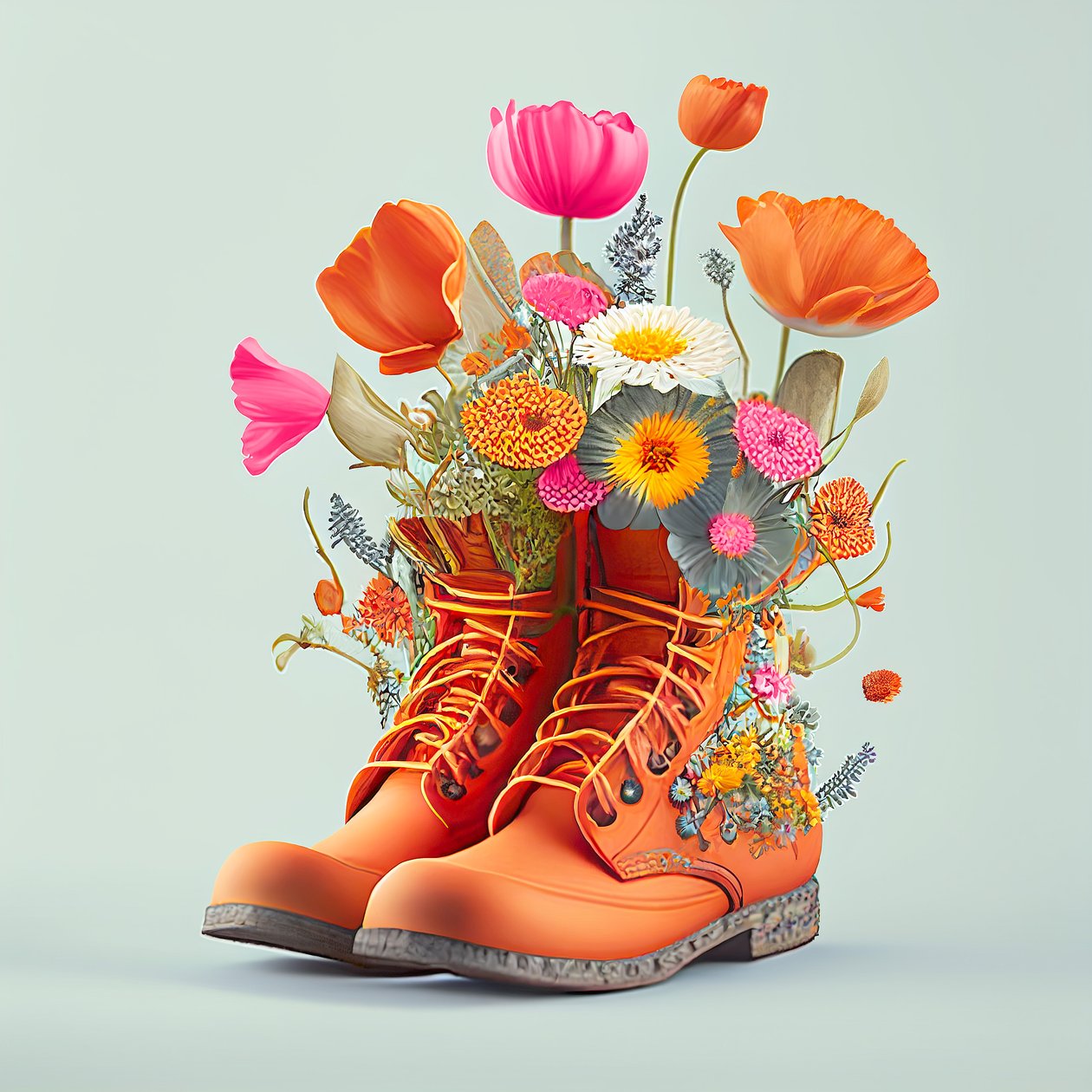 Sapatos e flores, Pintura de arte digital, Impressão de arte mural a pedido de F. Abderrahim