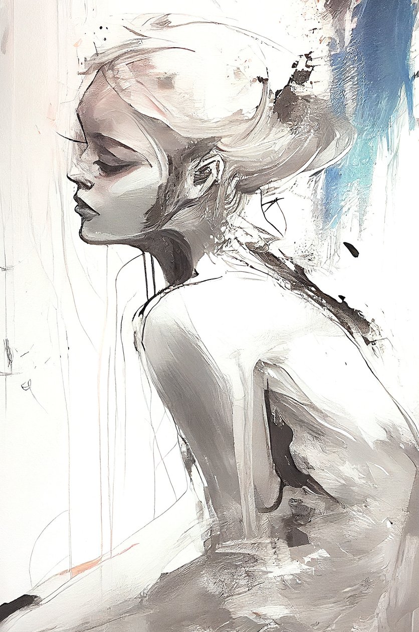 Pintura de uma mulher, romantismo moderno, Parede | Impressões em tela de F. Abderrahim