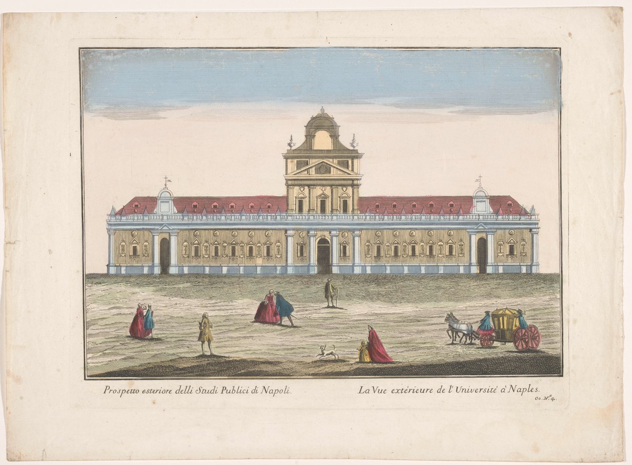 Vista da Universidade de Nápoles
Prospetto esteriore delli Studi Publici di Napoli (título sobre o objecto) de familie Remondini (attributed to)