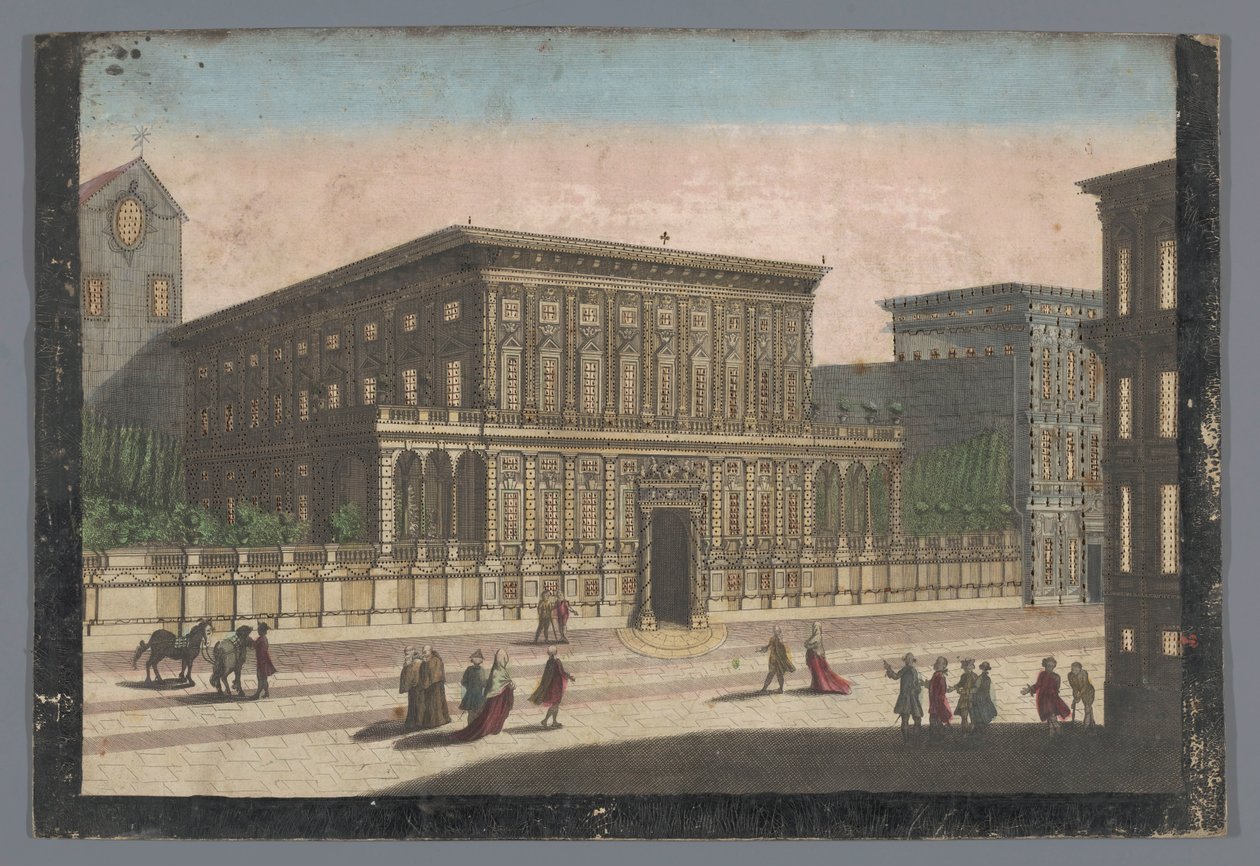Gezicht op het Palazzo Doria-Tursi te Genua
Vista do Palácio do Duque de Oria em Strada Nuova de familie Remondini (attributed to)