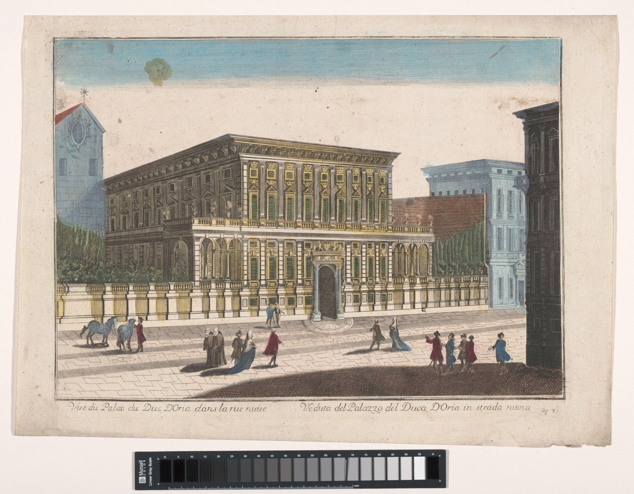 Gezicht op het Palazzo Doria-Tursi te Genua
Vista do Palácio do Duque de Oria em Strada Nuova (título sobre o objecto) de familie Remondini (attributed to)