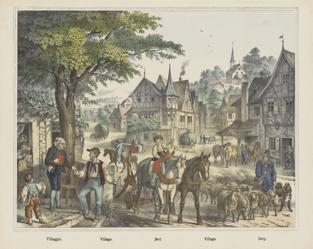 Villaggio. / Aldeia. / Dorf. / Aldeia. / Aldeia (título sobre o objecto) de firma Joseph Scholz