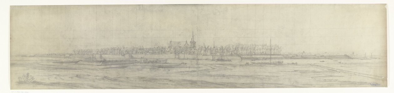 Vista do túmulo, 1672 Fotos de desenhos da invasão francesa da Holanda em 1672 por Adam Frans van der Meulen preservados na Manufacture des Gobelins (título da série) de frères Moreau