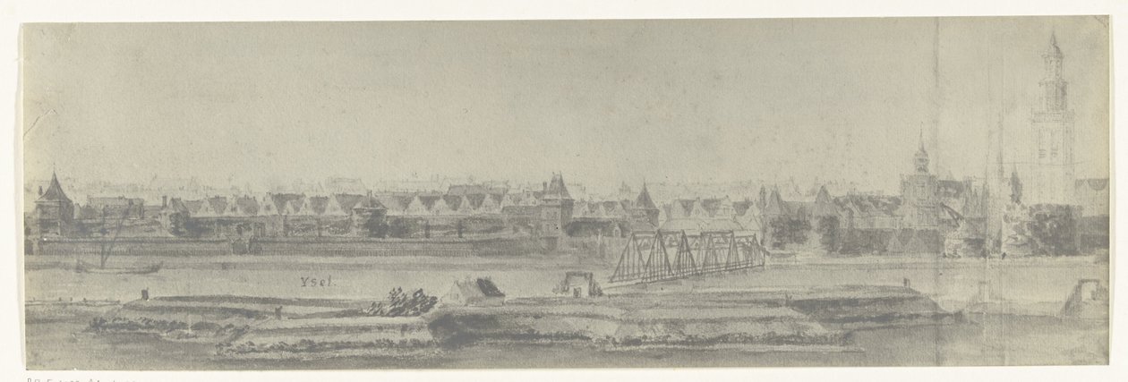 Vista de Kampen, 1672 Fotos de desenhos da invasão francesa da Holanda em 1672 por Adam Frans van der Meulen preservados na Manufacture des Gobelins (título da série) de frères Moreau