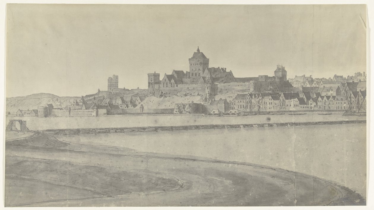 Vista de Nijmegen, 1672 Fotos de desenhos da invasão francesa da Holanda em 1672 por Adam Frans van der Meulen preservados na Manufacture des Gobelins (título da série) de frères Moreau