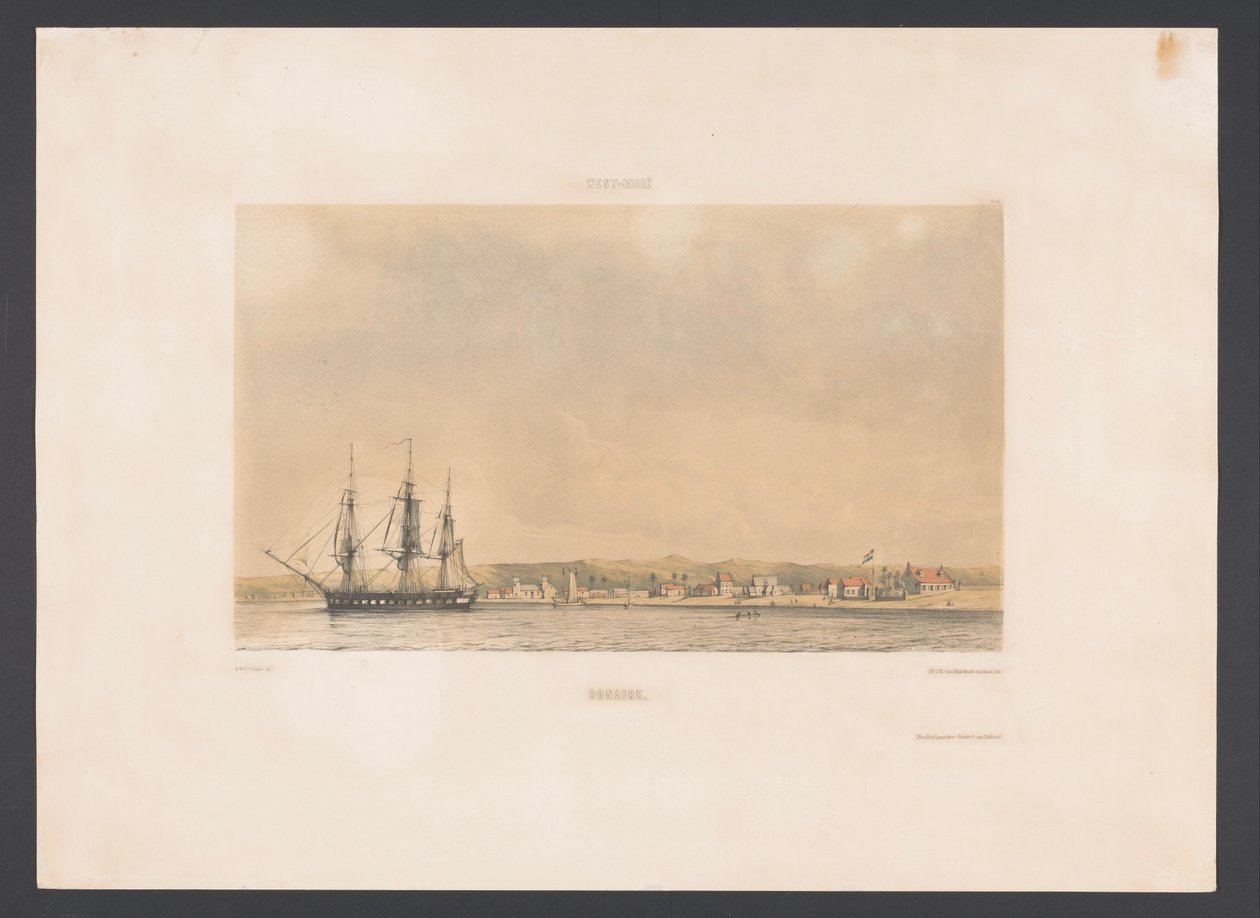 Bonaire Bonaire (título no objeto) Índias Ocidentais (título da série no objeto) Vistas das Índias Ocidentais da Holanda (título da série) de jonkheer Jacob Eduard van Heemskerck