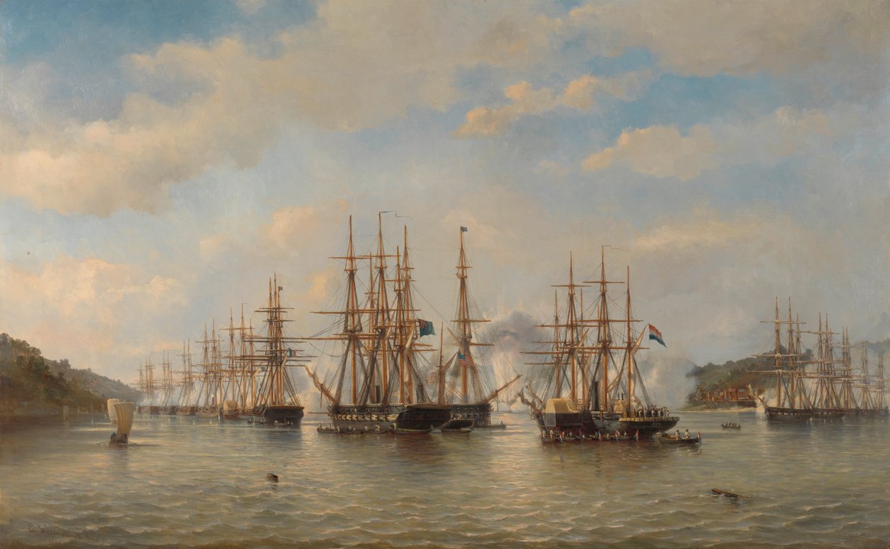 Esquadrões holandeses, ingleses, franceses e americanos em águas japonesas durante a expedição liderada pelo comandante francês Constant Jaurès, setembro de 1864 de jonkheer Jacob Eduard van Heemskerck