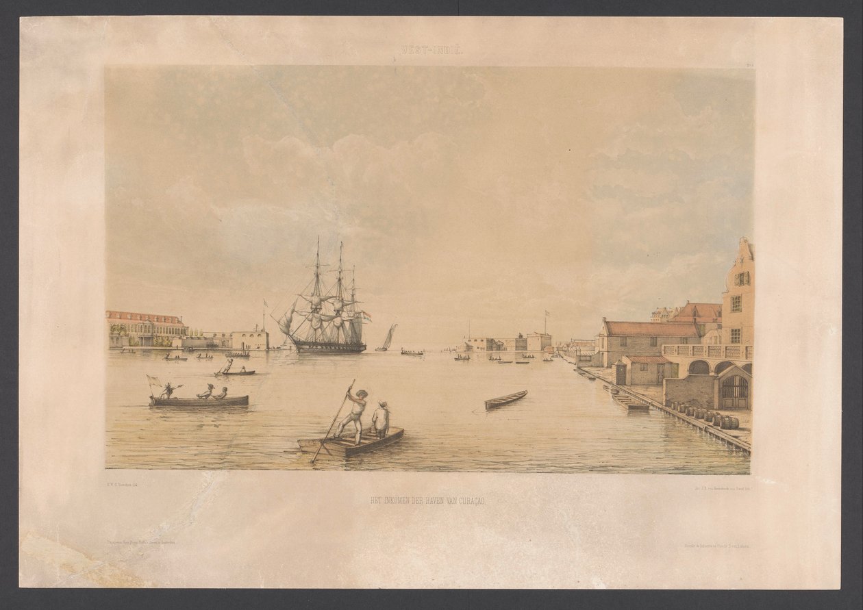 Willemstad
O rendimento do porto de Curaçao (título sobre o objecto)
Índias Ocidentais (título da série sobre o objecto)
Gezigten uit Neerland