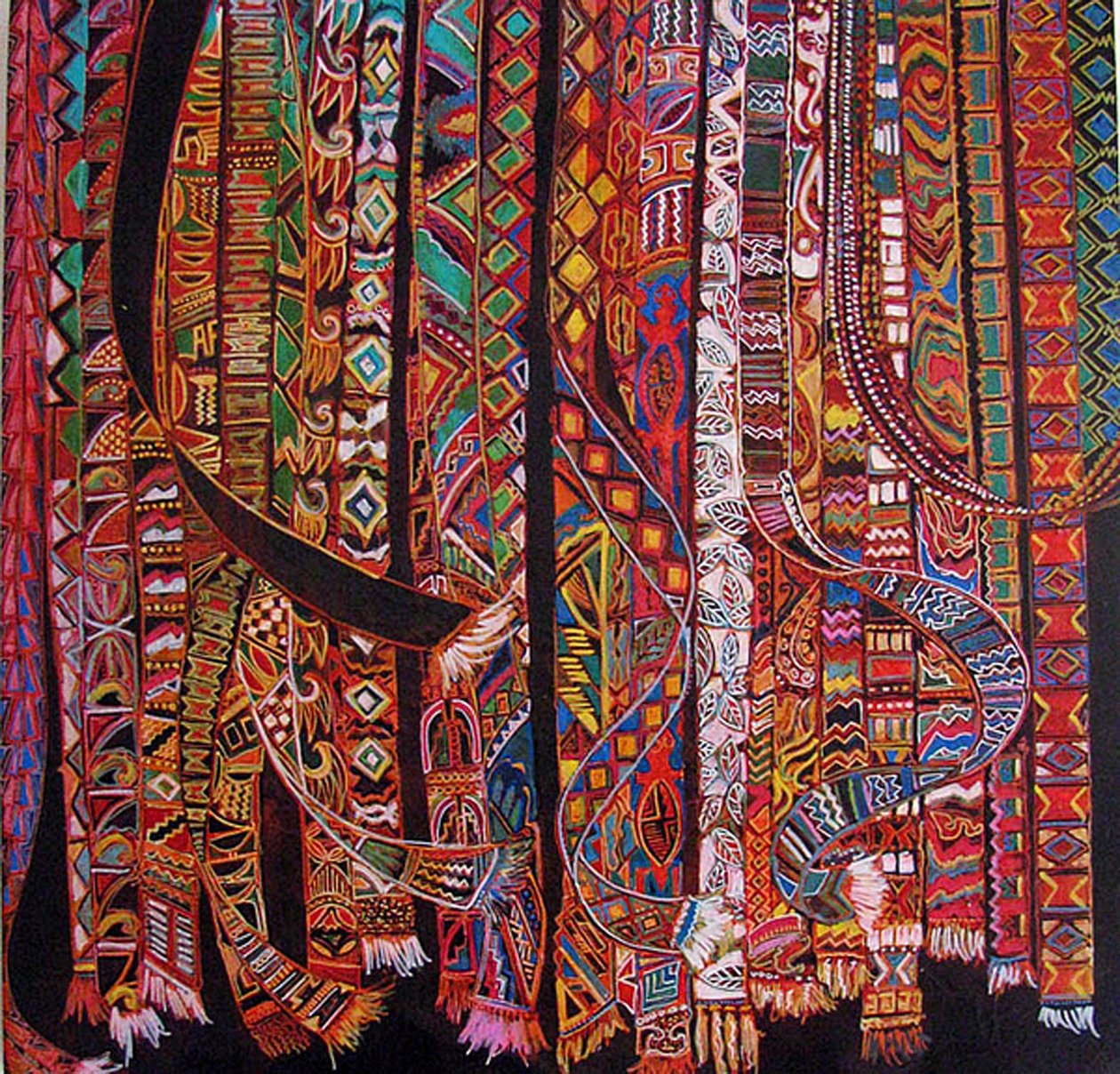 Backstrap weaving, 2014 (misto, acrílico, tinta, óleo) de linda arthurs