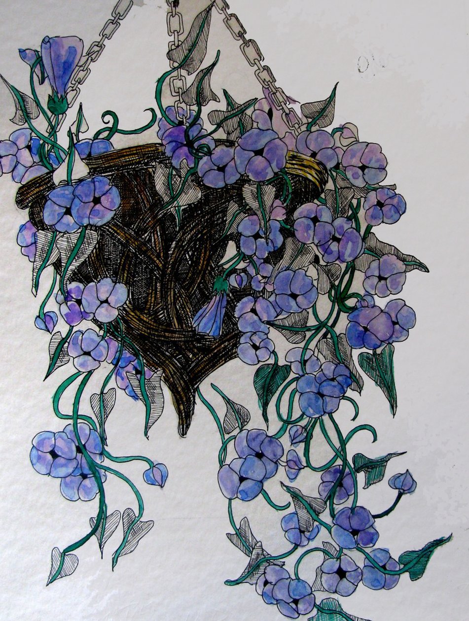 Flores penduradas, 2014 (aguarela, tinta) de linda arthurs