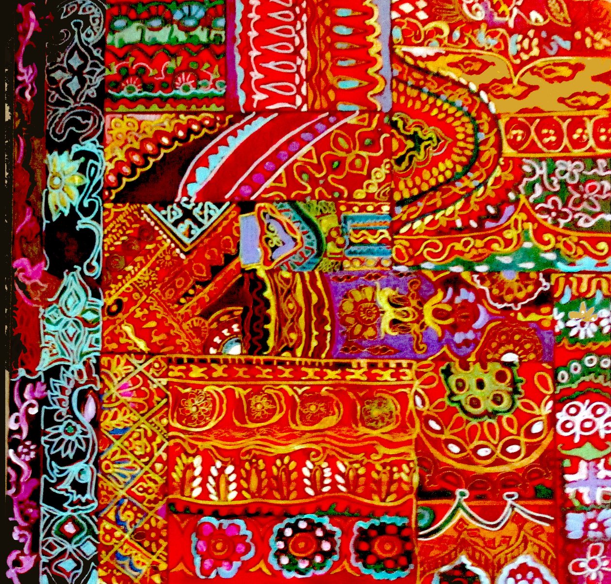 Bordado de Kutch, 2017 (misto, acrílico, tinta, óleo) de linda arthurs