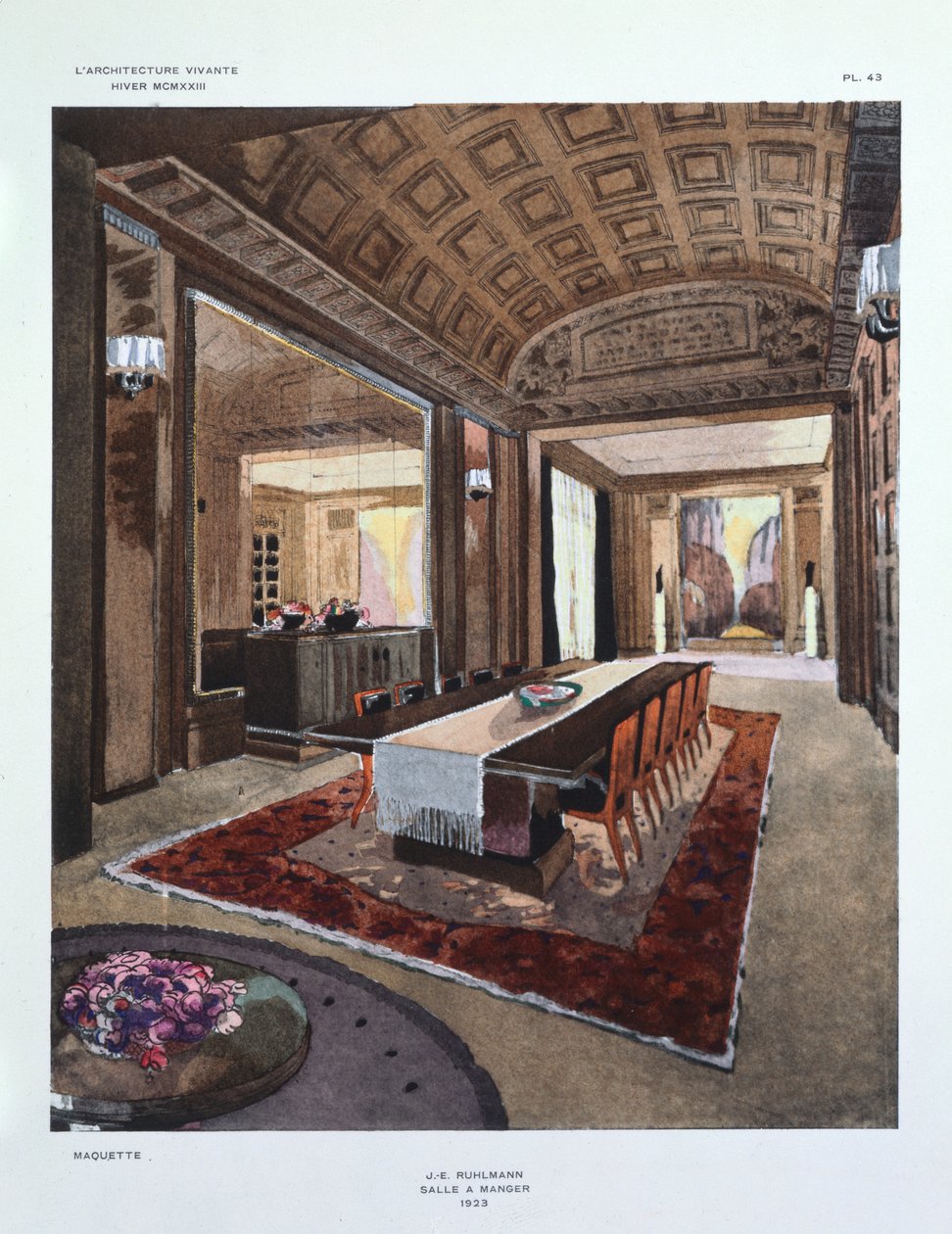 Design para uma sala de jantar, ilustração da edição de inverno da revista &39;L&39;Architecture Vivante&39;, 1923 de Jacques Emile Ruhlmann