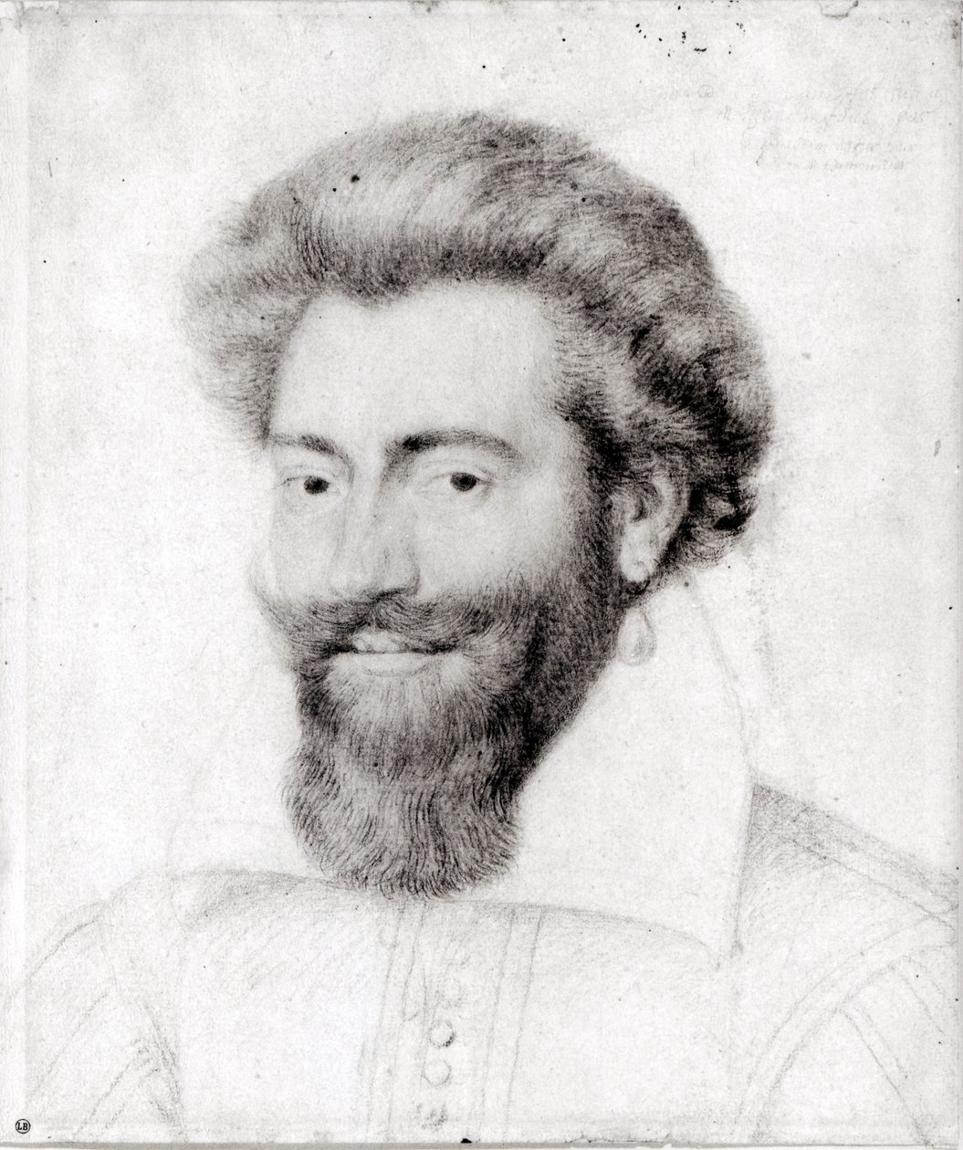 Retrato de um homem de barba (giz vermelho, pierre noire e giz no papel) de Daniel Dumonstier or Dumoustier
