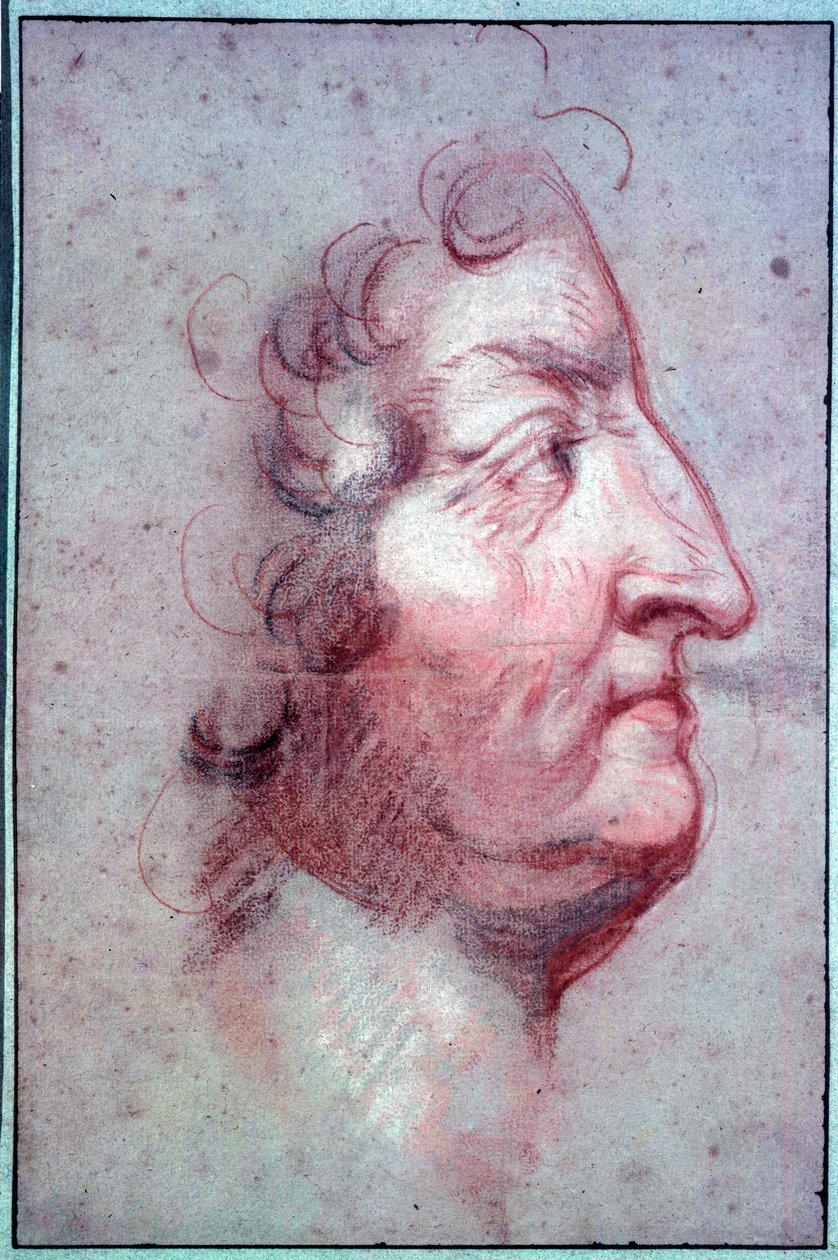 Retrato de perfil do Rei de França Luís XIV (1638-1715) Desenho a la sanguine atribuído a Antoine Benoit du Cercle (1632-1717) Século XVII Paris, Musee du Louvre de or Benoit du Cercle Antoine Benoist