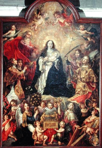 Adoração da Virgem (óleo sobre tela) de or Liemaecker Nicolaas de Liemakere