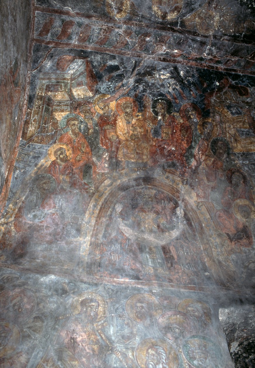 Santos, afresco no teto da igreja de Agia Paraskevi, Anisaraki, Creta, Grécia (foto) de Theodore Charles Ange Coquelin