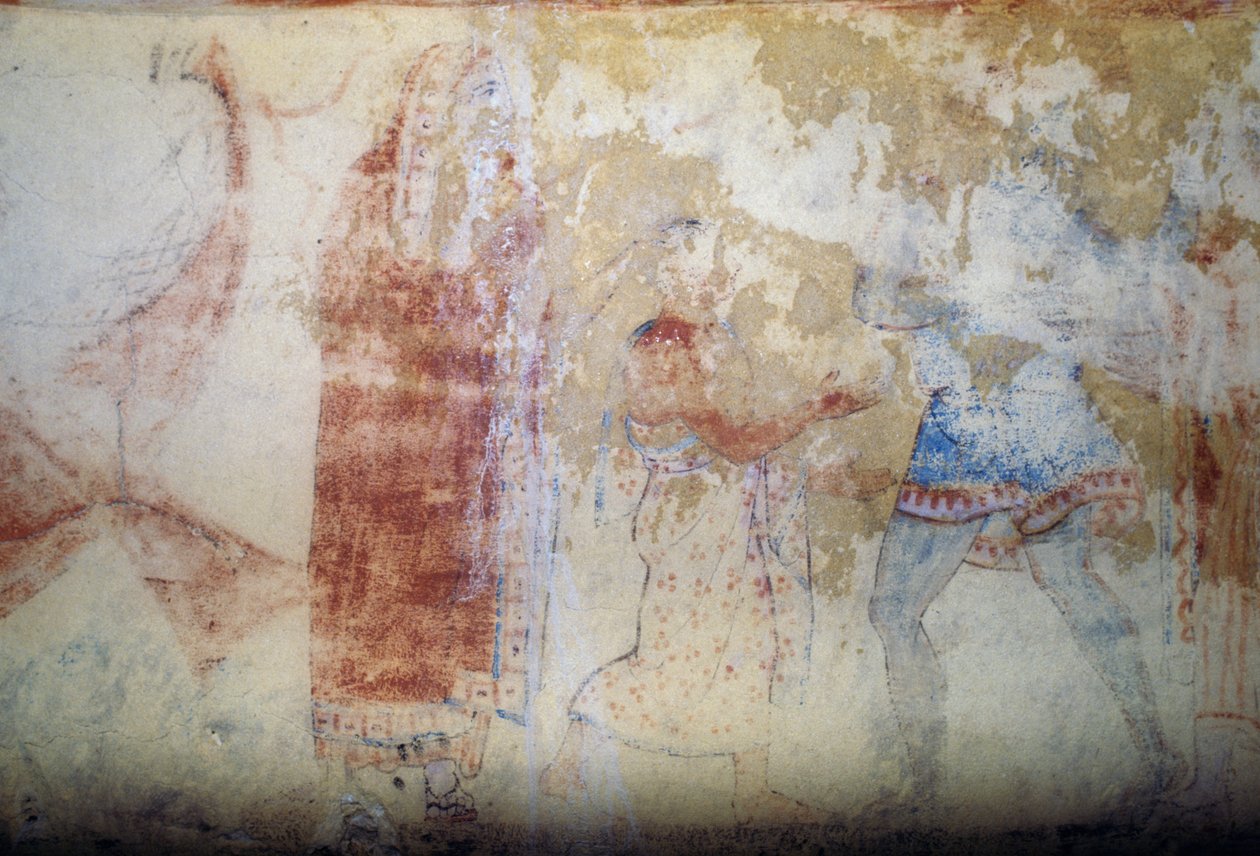 Mulher e juventude, fresco, Túmulo de Demónios Azuis, Necrópole de Tarquinia (UNESCO World Heritage List, 2004), Lazio, Itália, civilização etrusca, século V a.C. (foto) de Theodore Charles Ange Coquelin