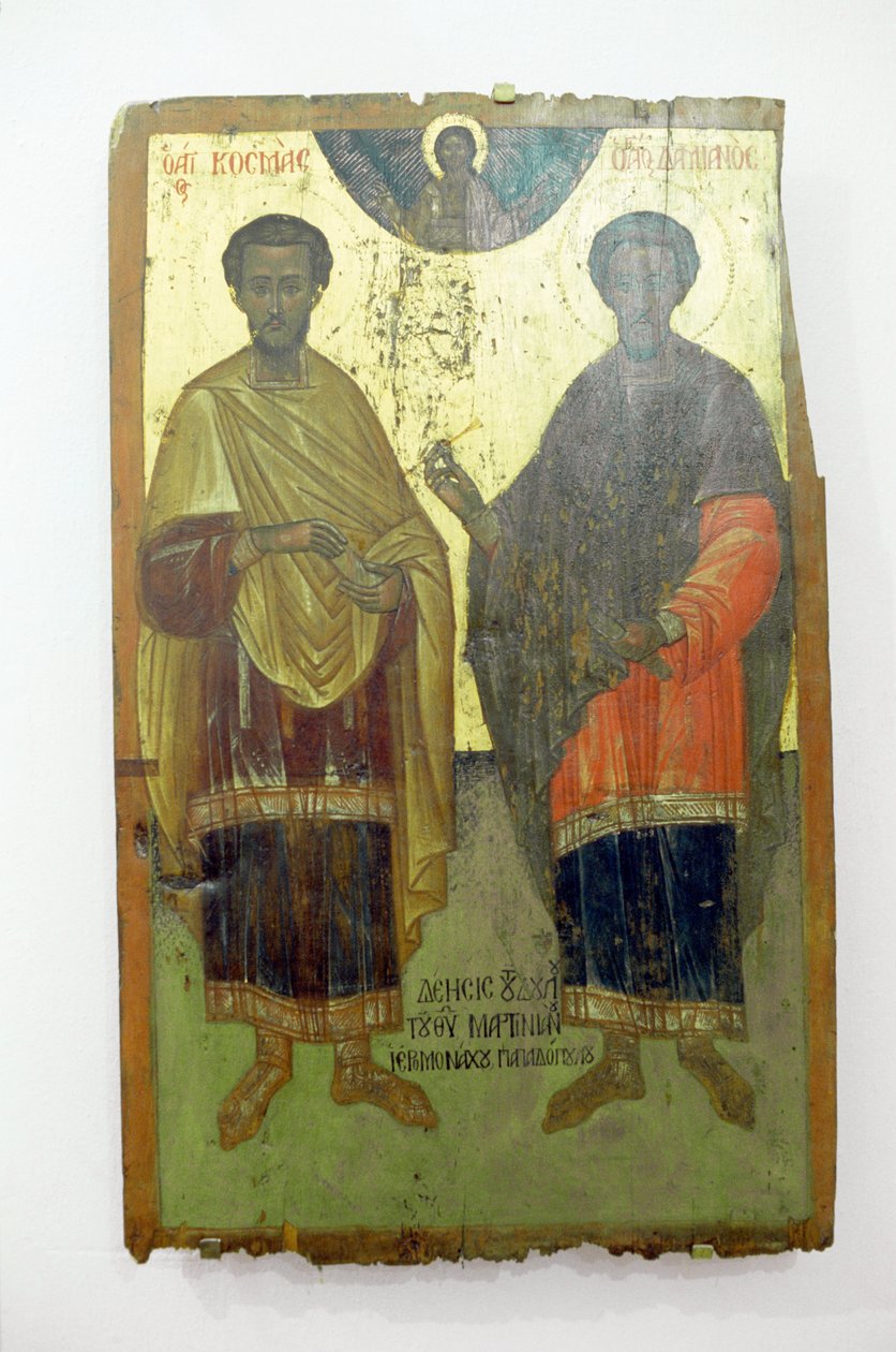 Santos, pintura em madeira no mosteiro de Arkadi, Creta, Grécia (foto) de Unbekannt Unbekannt