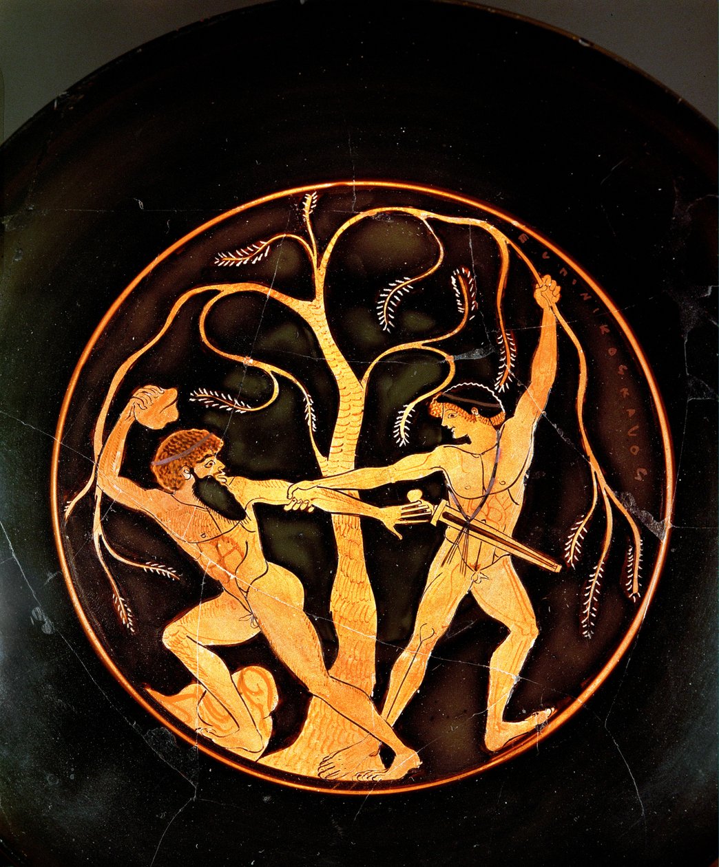 Teseu com o salteador Sinis (cerâmica) de painting Elpinikos