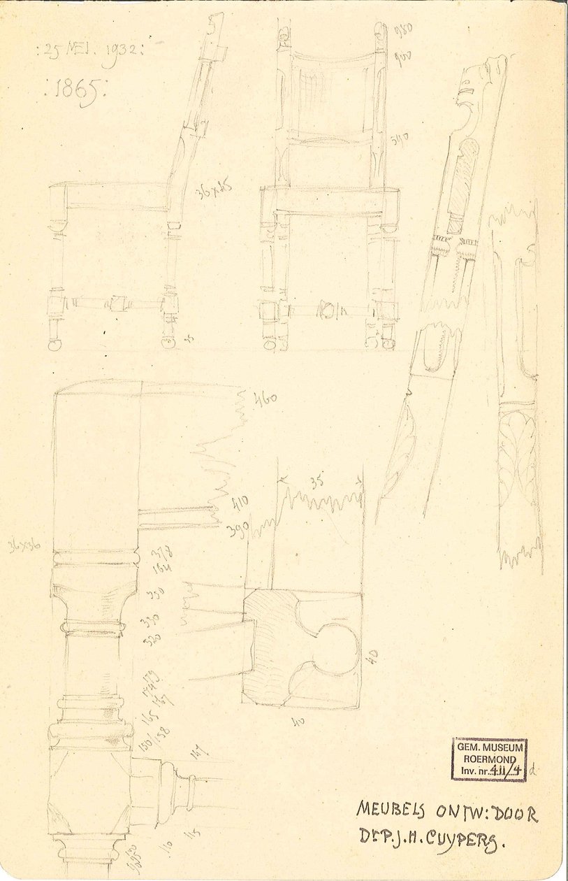 Móveis projetados pelo Dr. PJH Cuypers de Pierre Cuypers