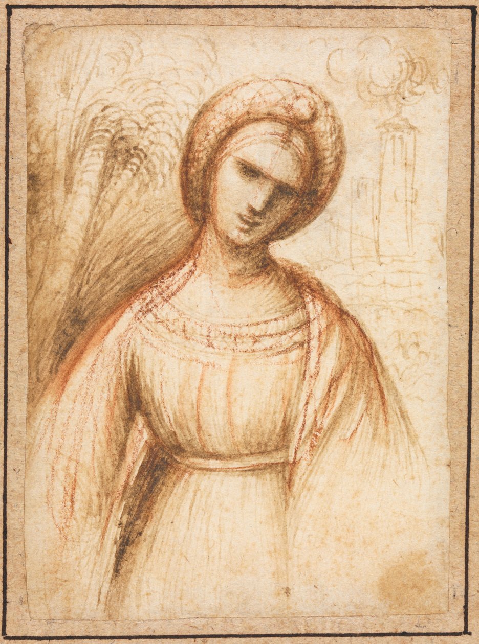 Dama em uma paisagem (reto) de possibly by Dosso Dossi