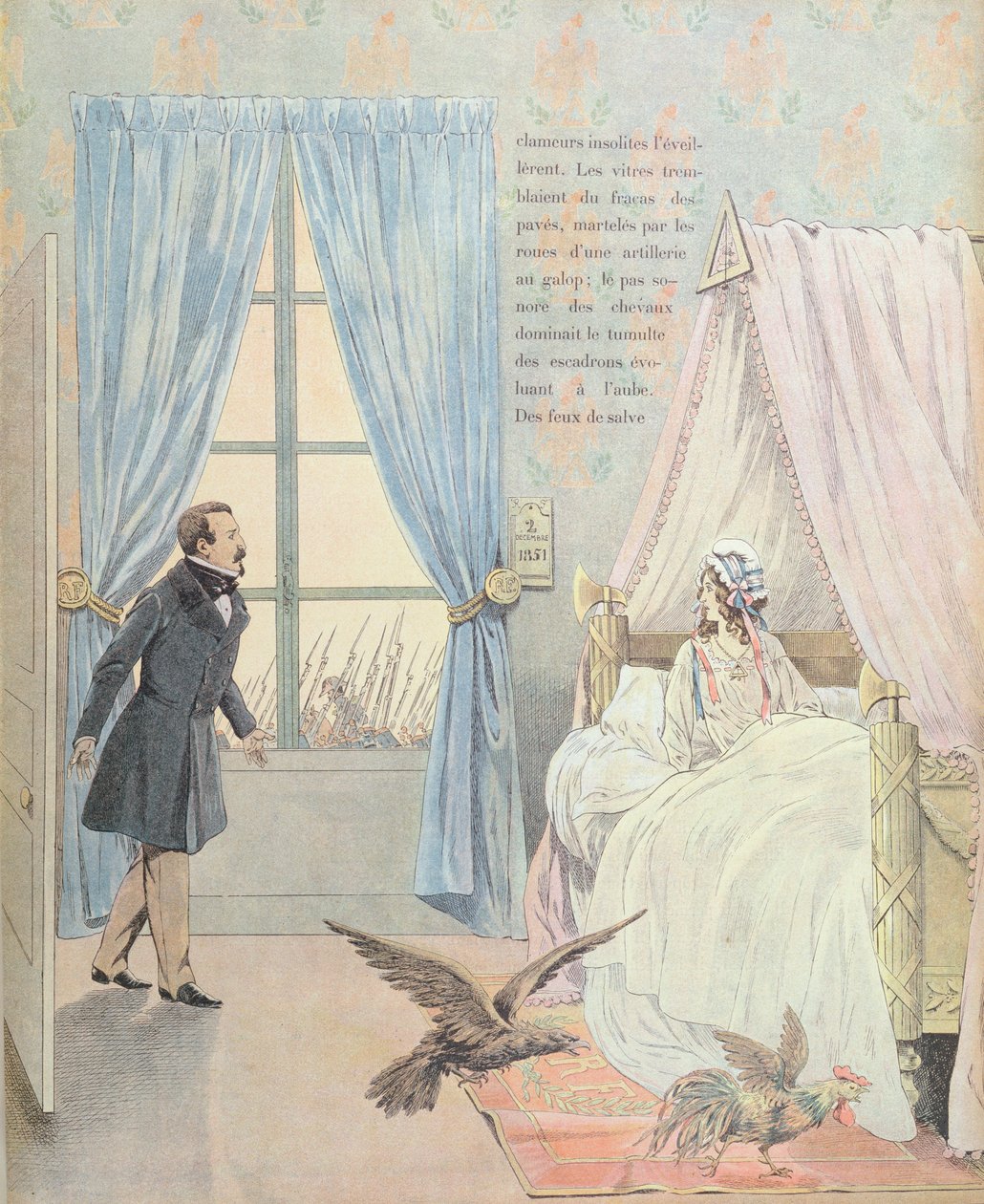 Napoleão III e França durante o Golpe de Estado de 2 de dezembro de 1851, publicado em &39;The Three Colors France&39; por Georges Montorgueil, Paris, 1900 de Jacques Marie Gaston Onfray de Breville (Job)