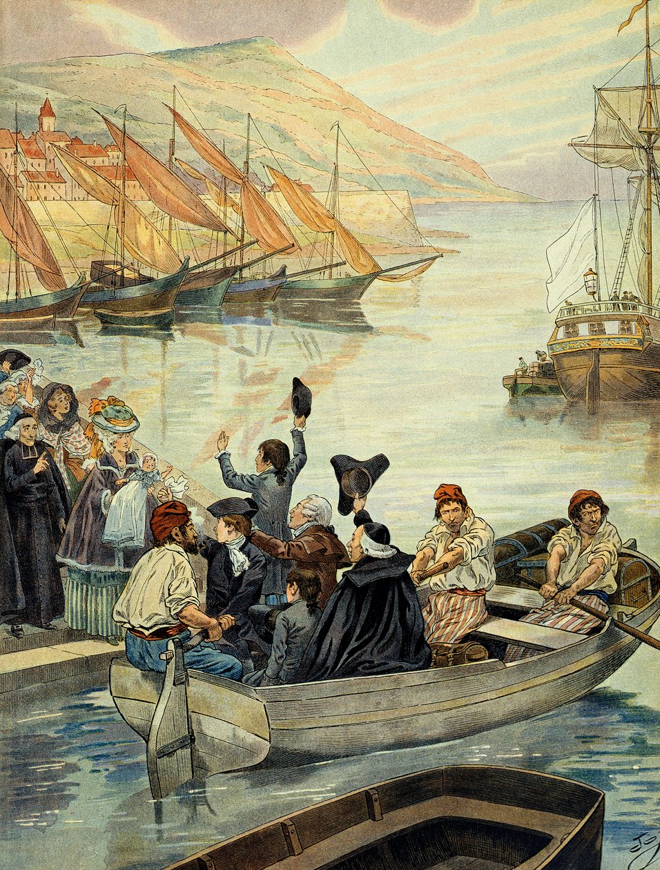 Partiu de Ajaccio na Córsega em 15 de dezembro de 1778; Charles Bonaparte (1746-1785) navegou para Marselha com seus filhos Joseph Bonaparte (1768-1844) e Napoleão I Bonaparte (1769-1821) e seu cunhado Joseph Fesch (1763-1839) para ir a Versalhes. Il de pseudonym for Onfray de Breville Jacques Job